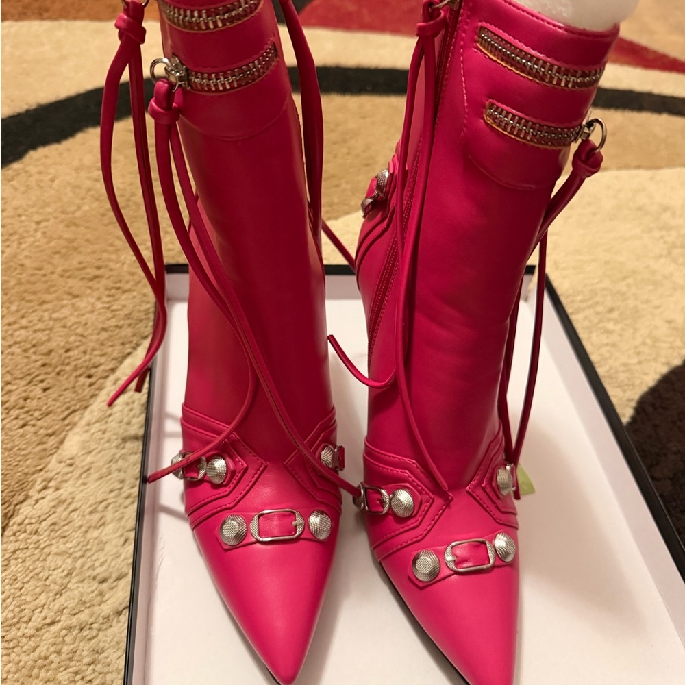 AKIRA Hot Pink Ankle Boots with Silver Accents